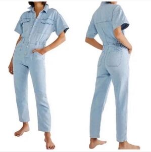 Free People Light Blue Denim Jumpsuit